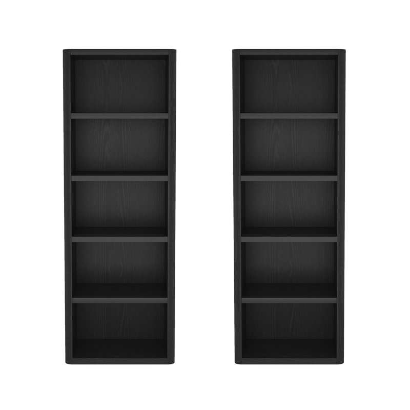 Rivington 79"  H x 28" W Modern 5-Shelf Open Bookcase in Black, Black