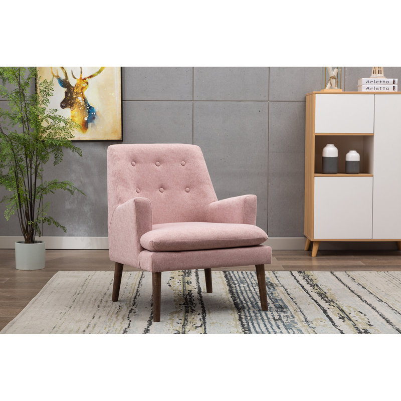 Fauteuil capitonné large de 28 po Cainaan, Rose
