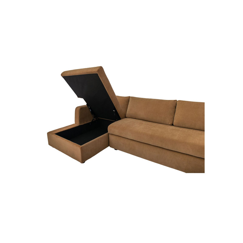 Burrow Sleeper Sectional With Storage Chaise Sand Right, Brown Polyester, Left Hand Facing