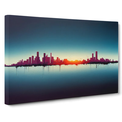 Shimmering Skyscraper Skyline - Wrapped Canvas