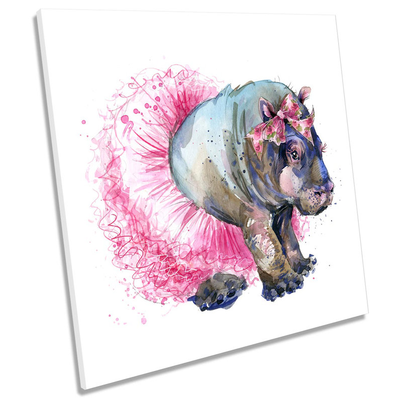 Baby Hippo Tutu - Wrapped Canvas Painting, 91.4cm H x 91.4cm W x 4cm D