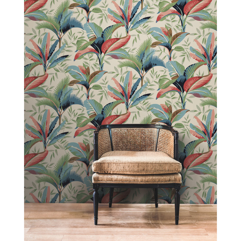 Papier peint floral Alard, Rouge / vert
