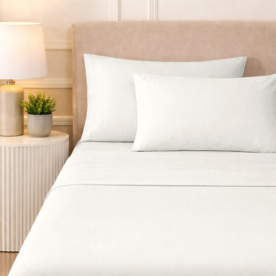 Ensemble de draps 100% coton grand format 6 pièces doux, respirant et naturellement texturé - blanc