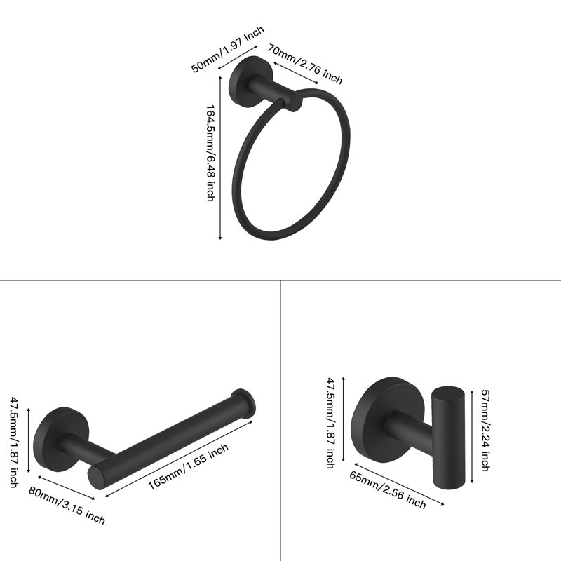 4 - Piece Bathroom Hardware Set, Matte Black