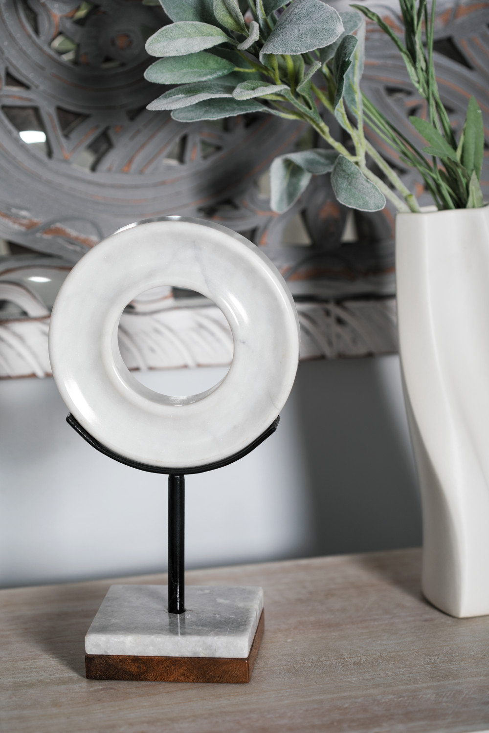 Genuine Marble Ring Sculpture, 11" H x 4" W x 6" D