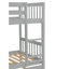 Lit superposé simple au-dessus de simple en bois d'hévéa avec lit gigogne, lit superposé convertible avec échelle et garde-corps de sécurité-986714458