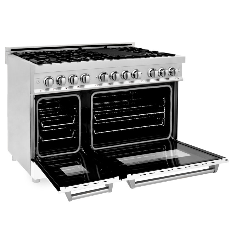 ZLINE 48 po 6,0 pieds cubes Cuisinière à double combustible avec plaque de cuisson à gaz 7 brûleurs et 2 fours électriques Legacy