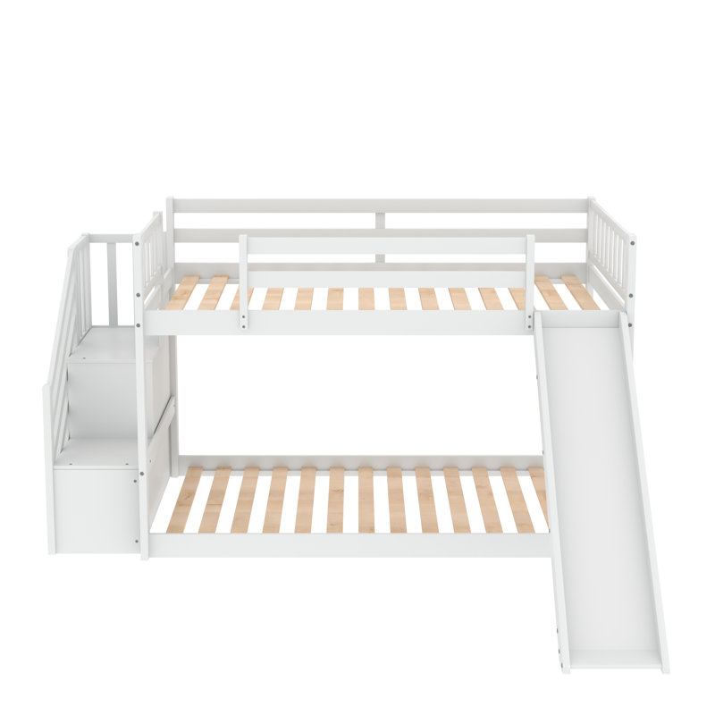 Gorkis Kids Twin Over Twin Bunk Bed, White