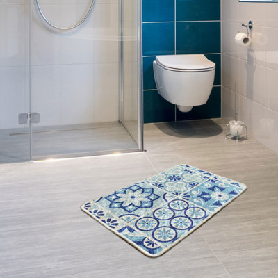 Non-Slip Bathmat, 100% Polyester, 15.8 x 23.6 inches | Antiallergic, Dust & Stain Repellent, 20.5 oz/sq yd | Machine Washable, Easy Care | Ideal for Bathrooms, Elegant & Functional Design