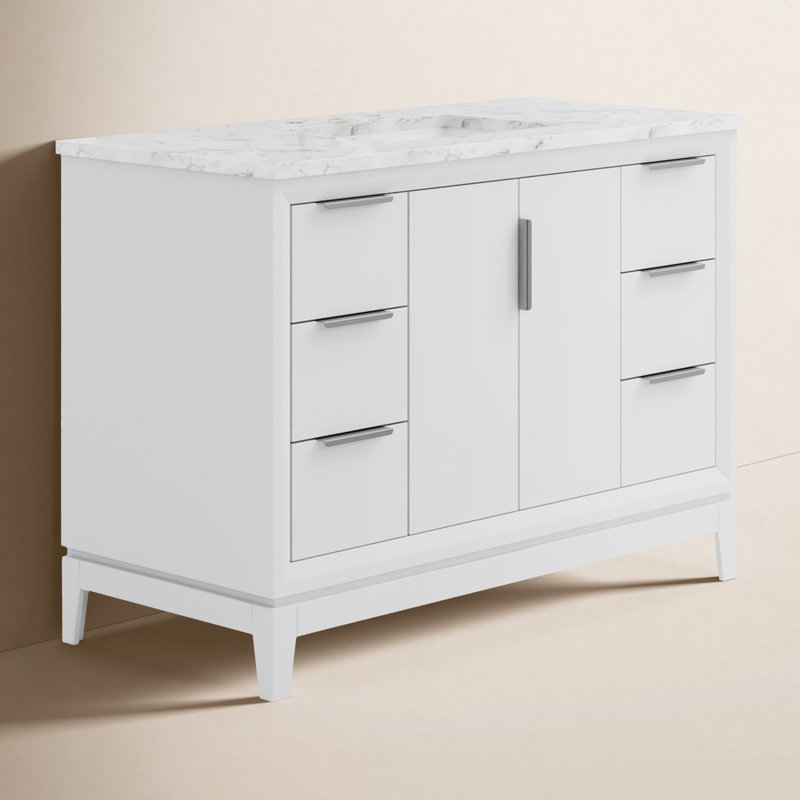 Meuble-lavabo simple 48 po Belmar, Blanc, Chrome chrome