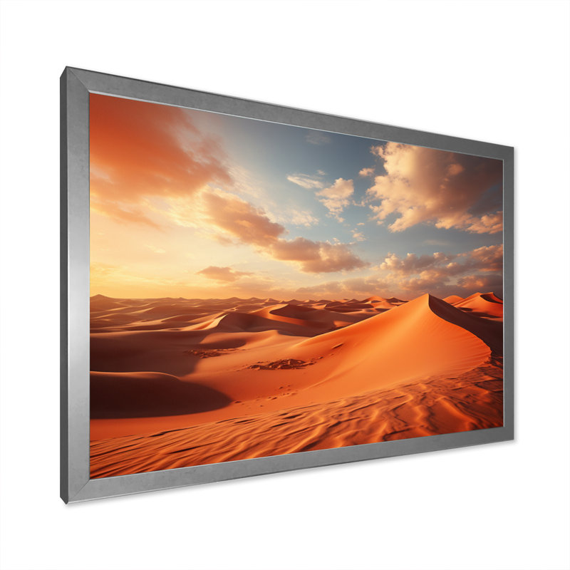 «African Sahara Dreams I» sur toile, H 12 po x l 20 po x P 1 po, Cadre simple argenté