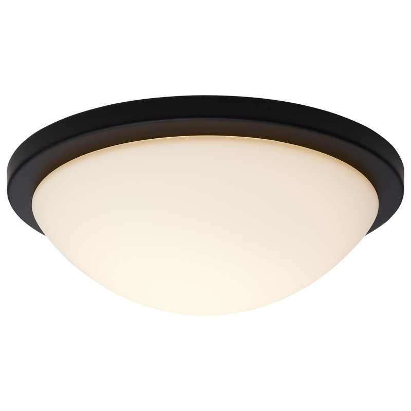 Glass LED Flush Mount, 4" H x 13" W x 13" D, Matte Black