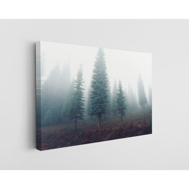 «Misty Forest with Pine Trees», reproduction sur toile, H 16 po x l 24 po