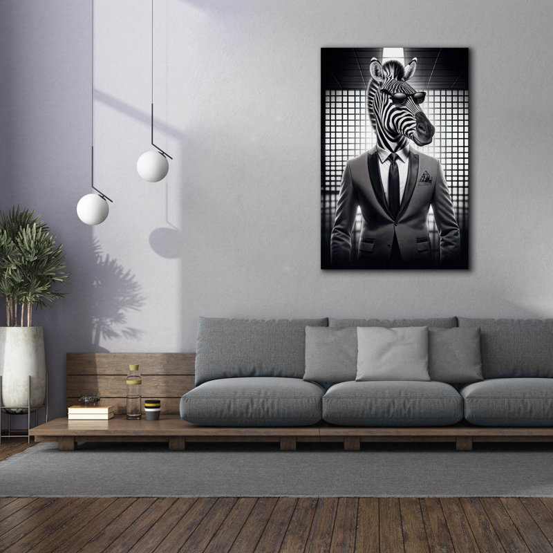  'Mr. Zebra' by Rey Klimt Canvas Wall Art, 60" H x 40" W x 1.5" D