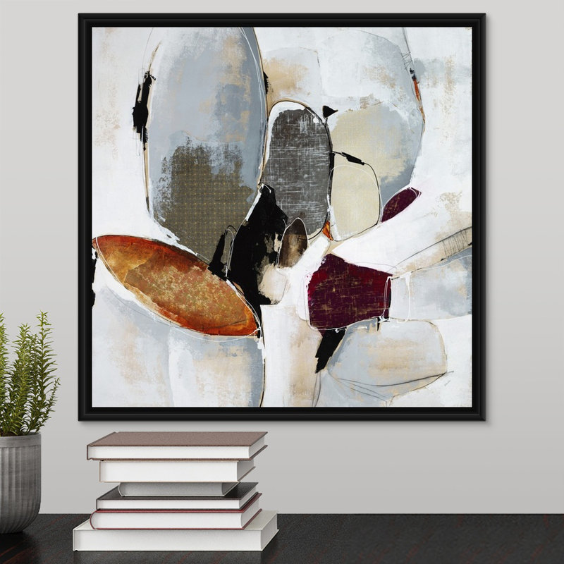 «Lost in the Moment», peinture sur toile, H 17,7 po x l 17,7 po x P 1,75 po, Cadre flottant noir