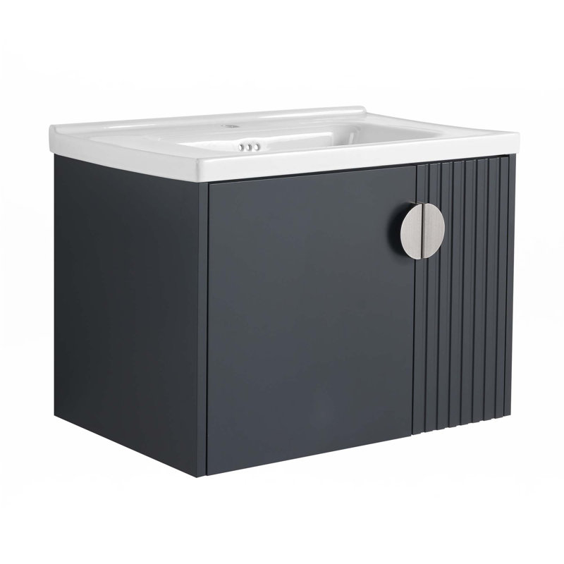 Petit meuble-lavabo avec lavabo, Noir, 28"