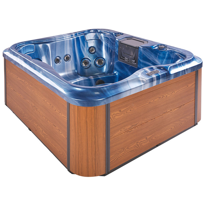 Allionna Square Hot Tub With LED Blue, Brown/Blue