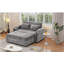Canapé-lit convertible 61,6 po en chenille convertible moderne avec dossier réglable, 2 coussins, porte-gobelets, ports USB pour le salon, appartement, gris-2031410429