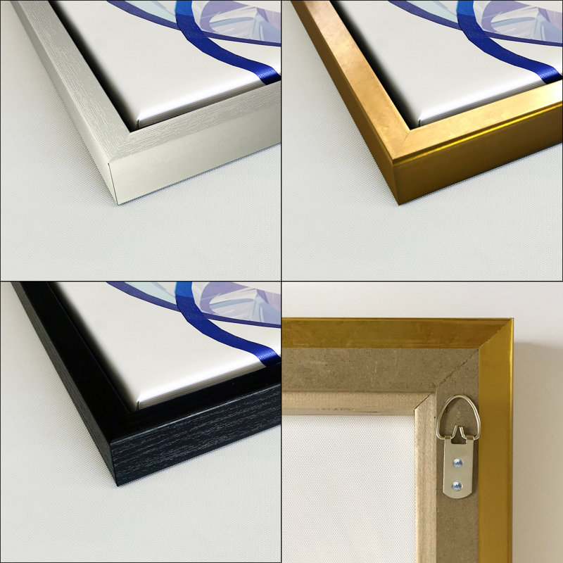 Kiro Minimal Geometric Lines and Squares VIII - Floater Frame Print on Canvas, Gold Framed Canvas, 46'' H x 36'' W x 1.5'' D