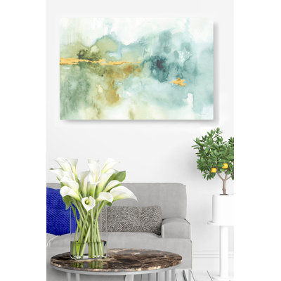 Aquarelles abstraites, bleu, vert, or