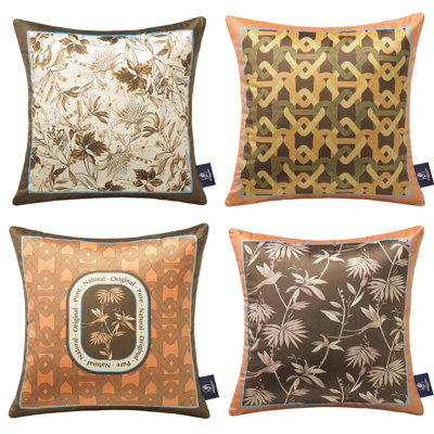 18" Velvet Floral & Geometric Throw Pillow Cover Set, Vintage Decorative Pillows