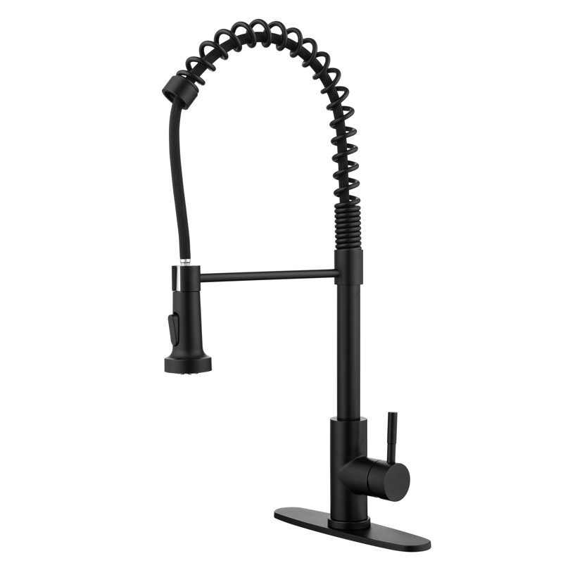 Matte Black Stainless Steel Pull-Down Kitchen Faucet