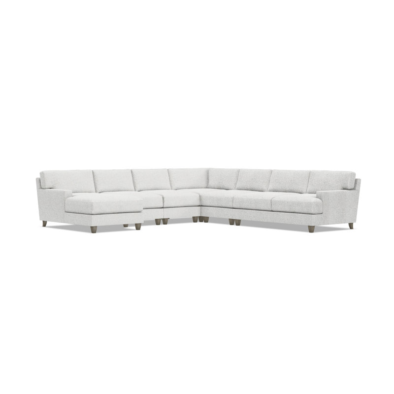 Mila 6-Piece Fabric Sectional, 33.5" H x 137" W x 137" D, Left Hand Facing, White Polyester