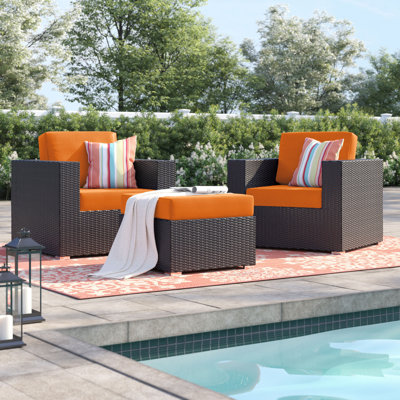 Ensemble de conversation en rotin de 3 pièces avec coussins Sunbrella Brentwood