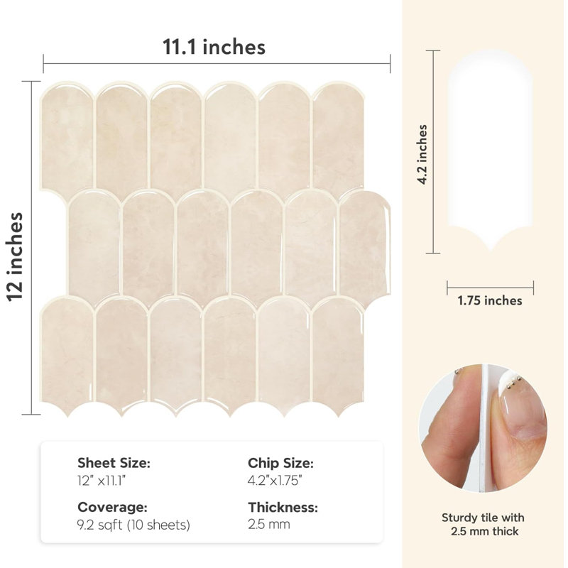 10 pièces de carreaux de mur en vinyle rose et beige avec coulis beige