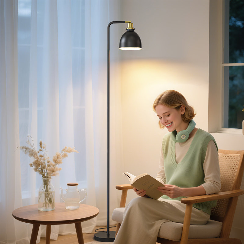155cm Swing Arm Floor Lamp, Black