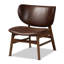 Fauteuil de salon Mid-Century moderne en similicuir brun foncé