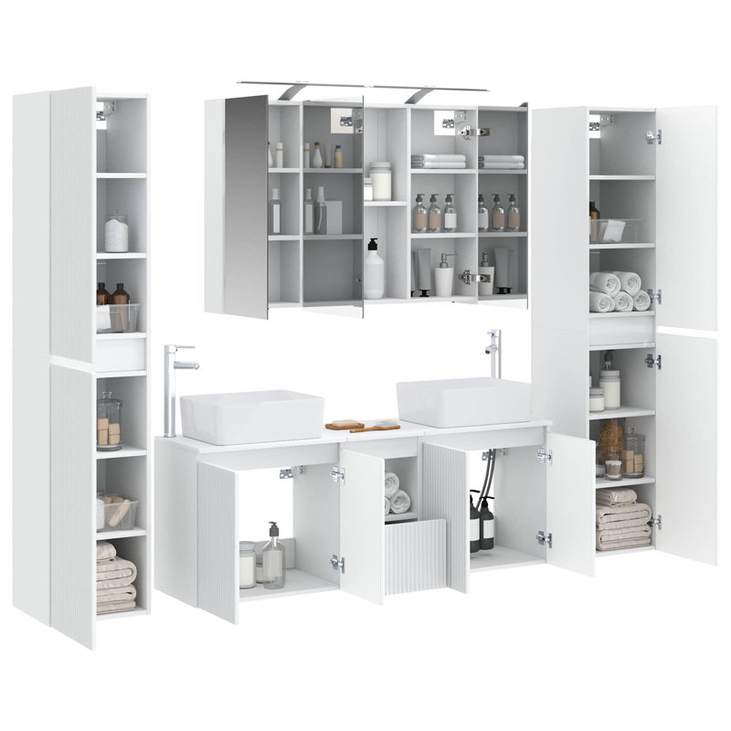 Vanity & Mirror Set, White