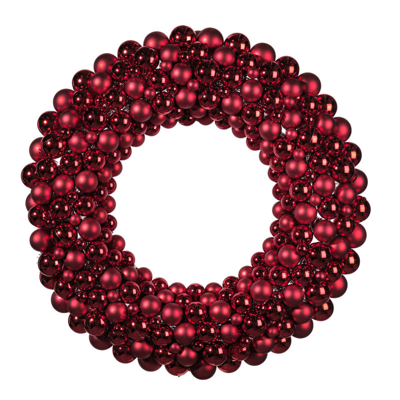 Couronne de boules brillantes et mates, Rouge, 36"