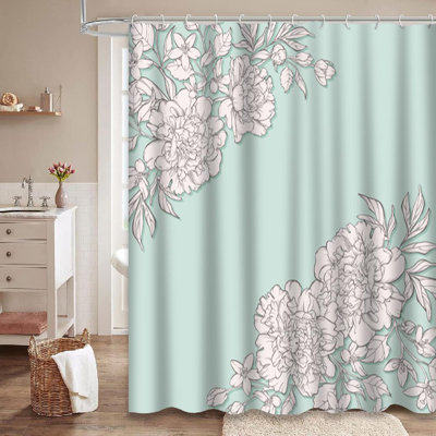 Rideau de douche avec 12 crochets Peony Wildflowers Blossom