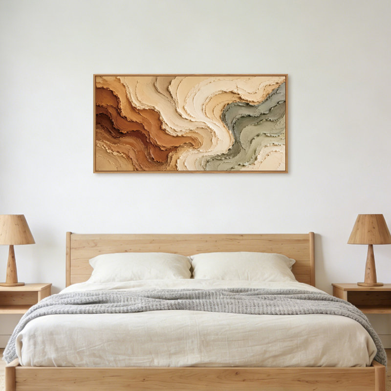 Art texturé sur toile texturé texturé ton terre, vague abstraite moderne pour bureau de chambre à coucher, 20 x 40 po