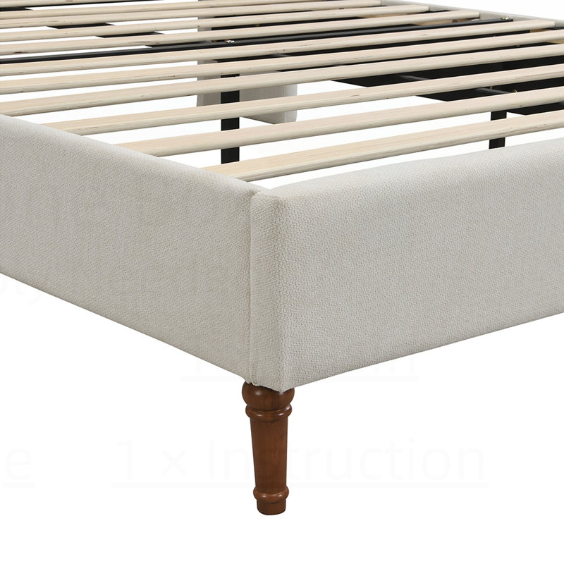 Structure de lit haute tête de lit tapissier lit plateforme en tissu chenille de qualité supérieure, lit plateforme minimaliste moderne sans sommier