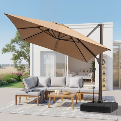 153''  X 116'' Outdoor Cantilever Umbrella with Easy-Move Base | One-Person Mobility