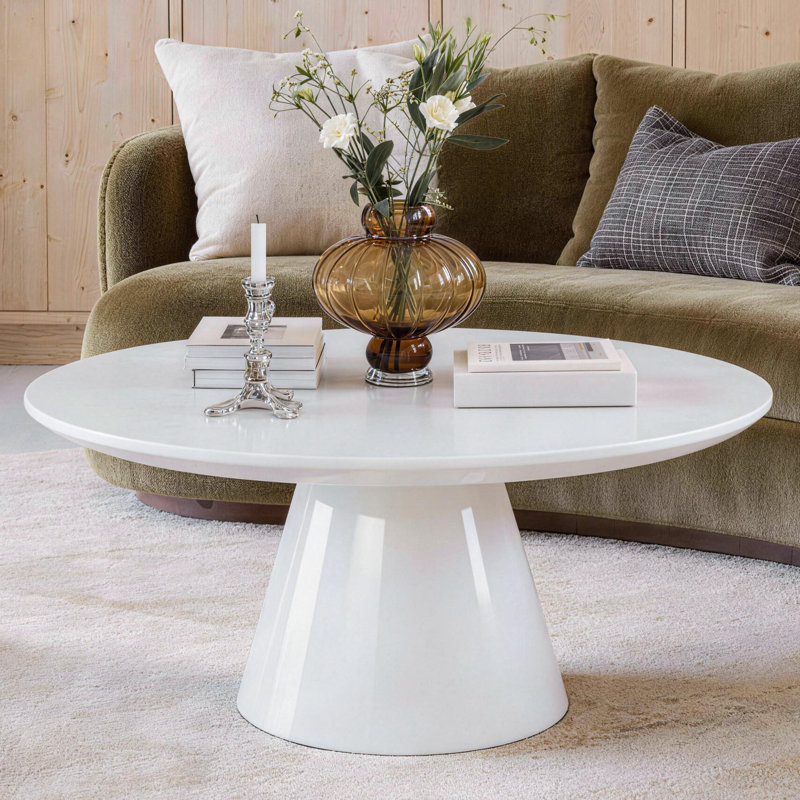 Lippa 35" Round Coffee Table, White