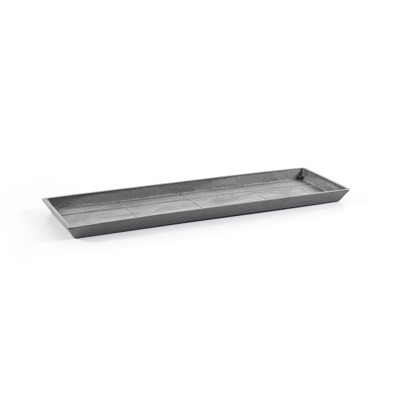 Ecopots Indoor/Outdoor Modern Rectangular Bruges Pot Saucer, White Grey, 1.25” H x 5.5” W x 21” D