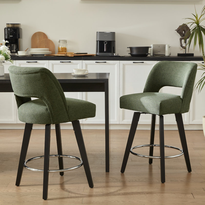Ensemble de 2 tabourets de comptoir pivotants 26,4 "Bisto, siège rembourré pour îlot de cuisine, Vert