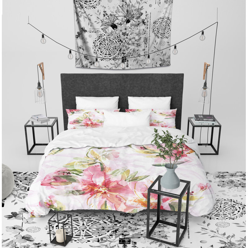 Sweet Pink Polyester Twill Duvet Cover, King Duvet Cover + 2 Pillow Cases