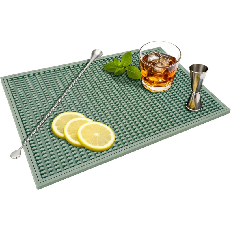 Tapis de séchage de vaisselle - tapis de séchage en silicone vert 18 po x 12 po, tapis de séchage de comptoir de cuisine, tapis de séchage de vaisselle en caoutchouc, tapis de bar
