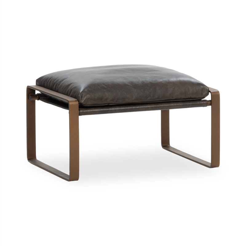 Morgan Top Grain Leather Ottoman, Truffle Brown