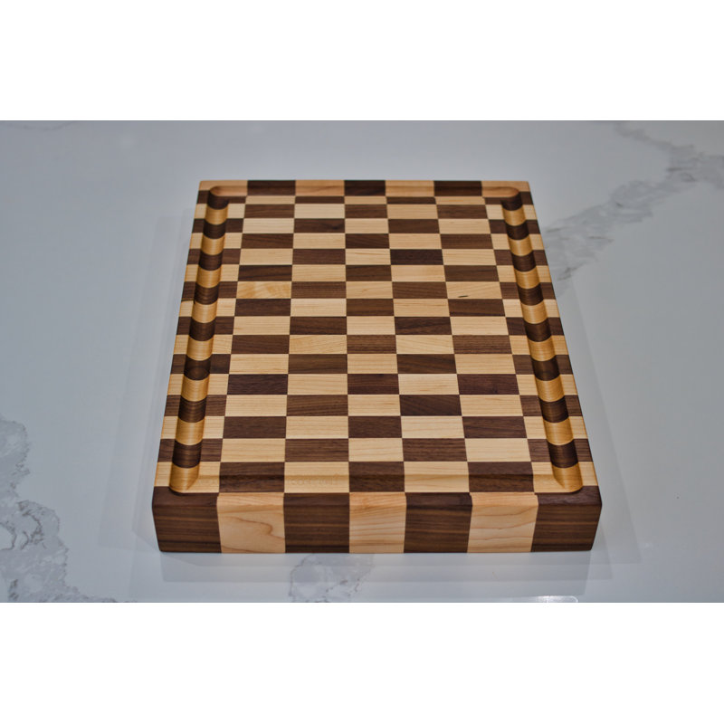 Solid Walnut And Maple Checkerboard Design Cutting Board