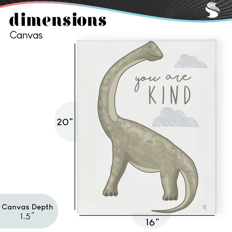 Toile de dinosaure You Are Kind, design par Elizabeth Tyndall, H 20 po x l 16 po