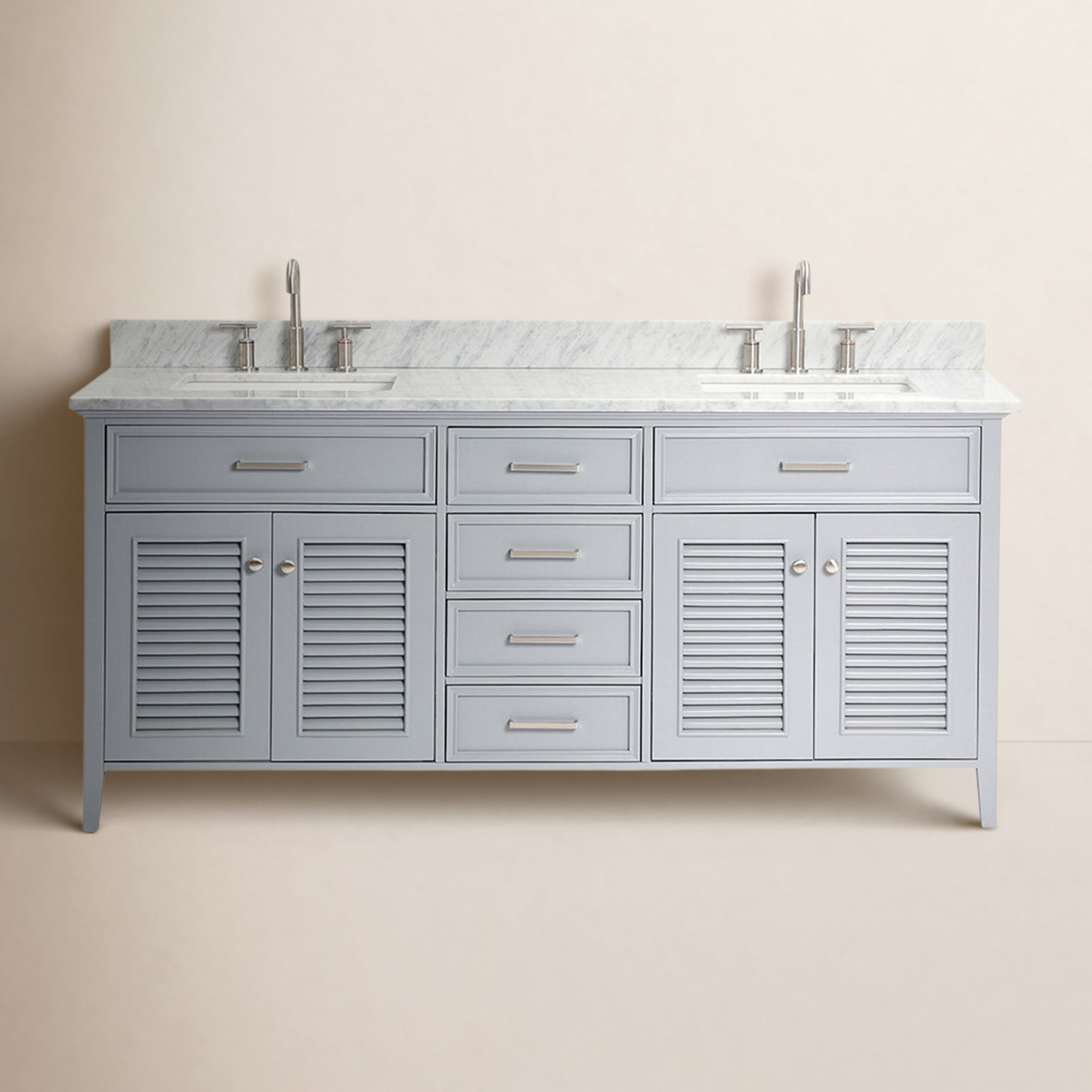73'' Double Bathroom Vanity, Gray, 73", Rectangular