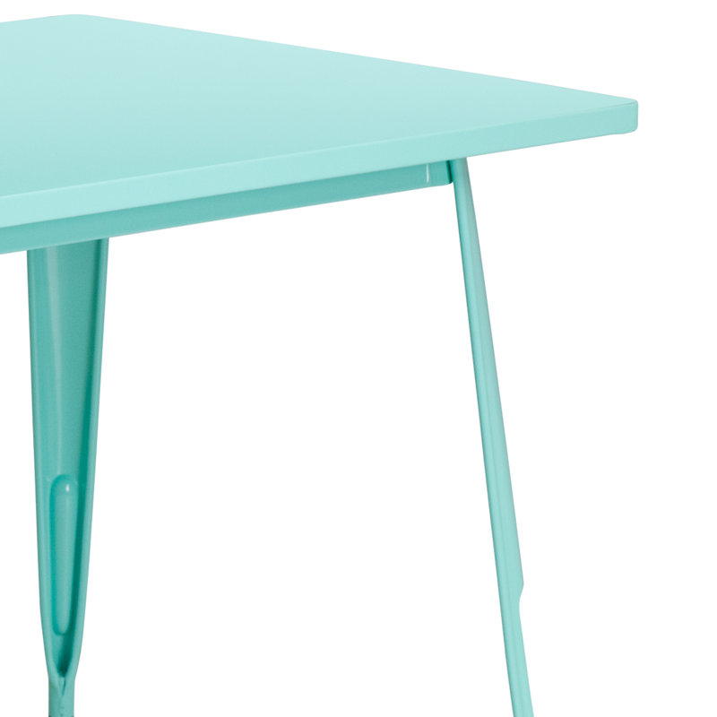 Commercial Grade Rectangular Metal Indoor-Outdoor Table, Mint Green