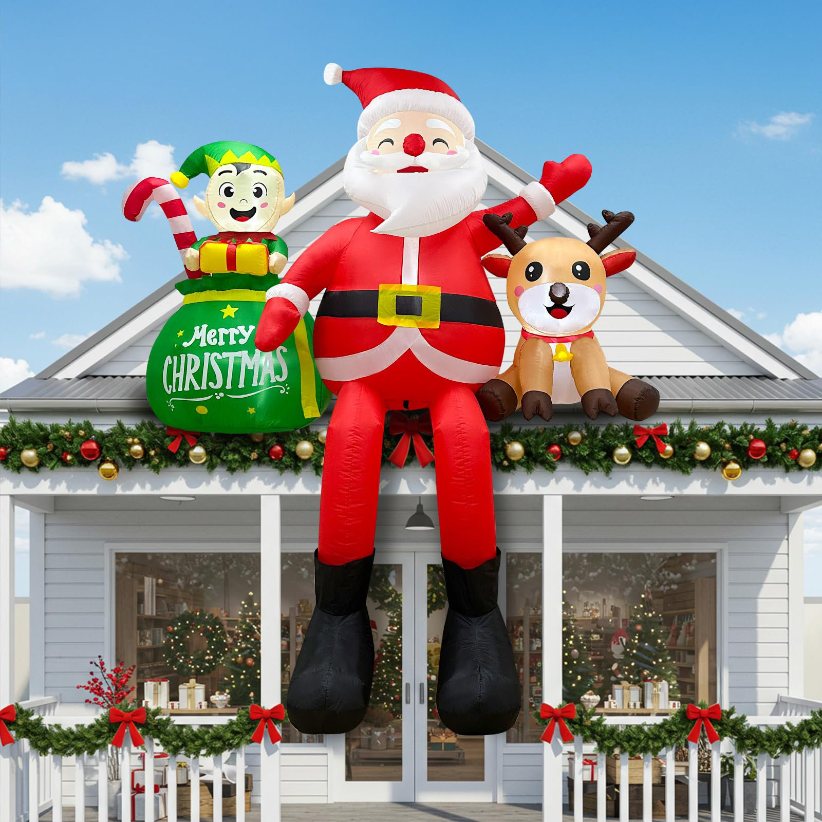 The Holiday Aisle® 8FT Christmas Inflatables Outdoor With Santa Claus ...