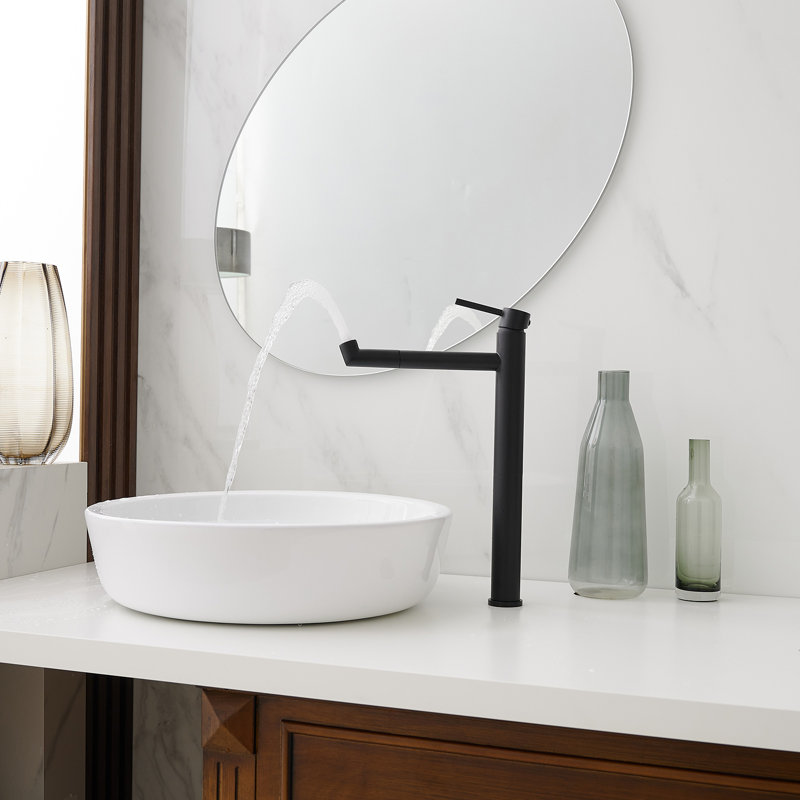 Robinet de lavabo vasque de salle de bain monocorps et monocommande, Noir mat
