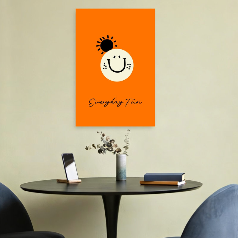Happy Sun Smile Minimalist Abstract Landscape Nature Wall Art Print by Annick - Wrapped Canvas Print, 60.96cm H x 40.64cm W